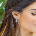 Elegant Leaf Zircon Earrings With French Water Drop Dangle, Simple Long Earrings For Women view 3