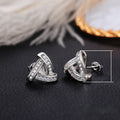 New Womens Triangle Stud Earrings With Trapezoid Square Cut Zircon, Sparkling Commuter Jewelry view 5