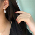 Designer Long Drop Earrings For Women, Full Micro Pave Zircon Fairy Bow Earrings view 4