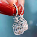Designer Long Drop Earrings For Women, Full Micro Pave Zircon Fairy Bow Earrings view 2