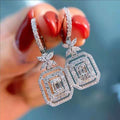 Designer Long Drop Earrings For Women, Full Micro Pave Zircon Fairy Bow Earrings view 1