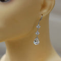 French Pave Zircon Water Drop Earrings, 3A Pear Shape Long Tassel Commute Earrings For Women view 4