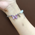 Handmade Purple Butterfly Pearl Chain Bracelet For Women, Korean Style Fresh Fashion Wrist Jewelry view 2