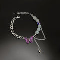 Handmade Purple Butterfly Pearl Chain Bracelet For Women, Korean Style Fresh Fashion Wrist Jewelry view 4