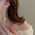 Metal Zircon Heart Drop Earrings Korean Style Long Dangle Silver Needle Jewelry For Women view 2