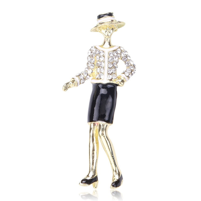 Alloy Enamel Rhinestone Lady Brooch Pin For Elegant Garment Decoration