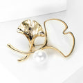 Alloy Mother Of Pearl Ginkgo Leaf Brooch For Coats view 2
