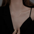 Gold Plated Alloy Geometric Tassel Necklace For Women Minimalist Korean Style Collarbone Chain view 4