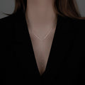 Gold Plated Alloy Geometric Tassel Necklace For Women Minimalist Korean Style Collarbone Chain view 3