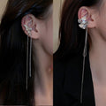 Metal Zircon Butterfly Tassel Clip-on Earrings Korean Niche Luxury Ear Jewelry view 4