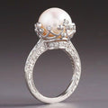 Vintage Palace Style Hollow Womens Ring With Faux Pearl, Elegant Light Luxury Valentines Day Jewelry Gift view 1