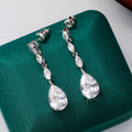 French Marquise Zircon Pear Waterdrop Earrings Light Luxury Bridal Drop Jewelry For Women view 4