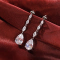 French Marquise Zircon Pear Waterdrop Earrings Light Luxury Bridal Drop Jewelry For Women view 1