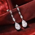 French Marquise Zircon Pear Waterdrop Earrings Light Luxury Bridal Drop Jewelry For Women view 2