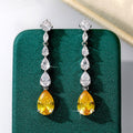 Korean Pear Shape Cubic Zirconia Long Tassel Drop Earrings Fashion Waterdrop Jewelry For Women view 1