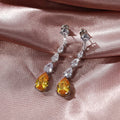 Korean Pear Shape Cubic Zirconia Long Tassel Drop Earrings Fashion Waterdrop Jewelry For Women view 4