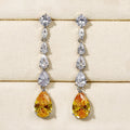 Korean Pear Shape Cubic Zirconia Long Tassel Drop Earrings Fashion Waterdrop Jewelry For Women view 2