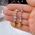 Korean Pear Shape Cubic Zirconia Long Tassel Drop Earrings Fashion Waterdrop Jewelry For Women view 3