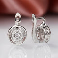 European Vintage Round Stud Earrings Copper Inlaid Zircon Hollow French Ear Cuffs For Women view 2