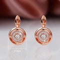 European Vintage Round Stud Earrings Copper Inlaid Zircon Hollow French Ear Cuffs For Women view 5