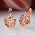 European Vintage Round Stud Earrings Copper Inlaid Zircon Hollow French Ear Cuffs For Women view 1