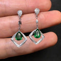 Geometric Diamond Shape And Teardrop Cubic Zirconia Dangle Earrings With Elegant Tassel Design view 2