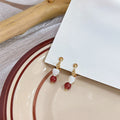Elegant Gold Alloy Clip On Heart Pearl Red Bead Contrast Color No Piercing Women's Fashion Earrings view 4
