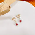 Elegant Gold Alloy Clip On Heart Pearl Red Bead Contrast Color No Piercing Women's Fashion Earrings view 3