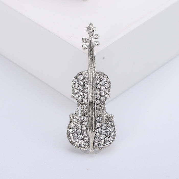 Alloy Violin Brooch Pin For Cardigans Shawls And Suits
