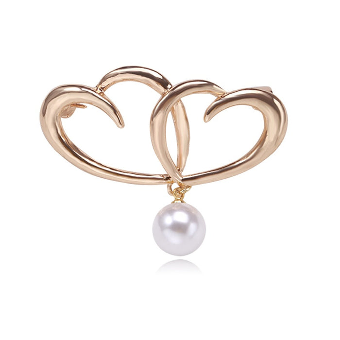 Alloy Heart Pearl Brooch For Simple Suit And Clothing Accessories
