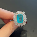 Vintage European American 8x12 Synthetic Gemstone Ring With Cotton Inclusion, Wedding Gift Jewelry view 3