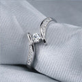 Classic Platinum Color Twisted Arm Zircon Wedding Ring For Women Embrace Love Bridal Jewelry view 2