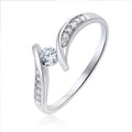 Classic Platinum Color Twisted Arm Zircon Wedding Ring For Women Embrace Love Bridal Jewelry view 3