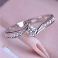 Classic Platinum Color Twisted Arm Zircon Wedding Ring For Women Embrace Love Bridal Jewelry view 1