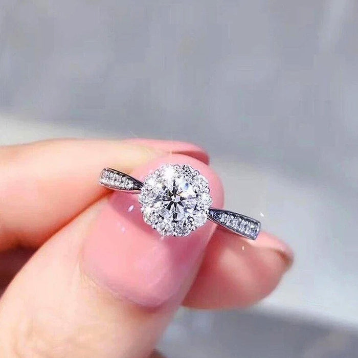 Light Luxury Flower Bud Engagement Ring, Romantic Wedding Bridal Finger Ring For Women