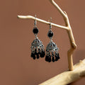 Vintage Baroque Palace Style Alloy Rhinestone Bell Dome Tassel Hook Dangle Drop Statement Earrings view 2