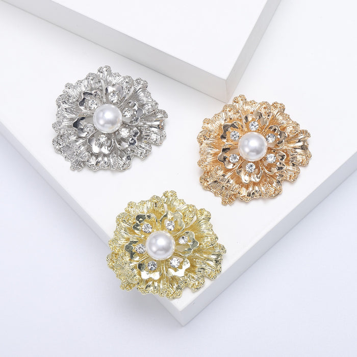 Alloy Pearl Rhinestone Brooch Pin For Sweaters Coats And Cardigans