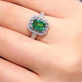Luxury Square Emerald Engagement Ring For Women, Sparkling Zircon Statement Finger Jewelry view 3