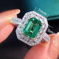 Luxury Square Emerald Engagement Ring For Women, Sparkling Zircon Statement Finger Jewelry view 4