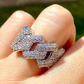 Hip Hop Twisted Hollow Women's Ring With Full Pave Zirconia Luxury Trendy Index Finger Ring view 2