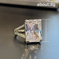 Korean Square Sparkling Zircon Ring Light Luxury Minimalist Fashion Finger Jewelry For Women view 3