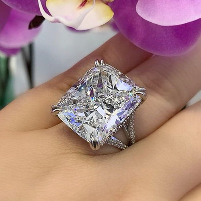 Korean Square Sparkling Zircon Ring Light Luxury Minimalist Fashion Finger Jewelry For Women