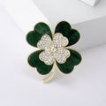 Alloy Rhinestone Clover Brooch With Acrylic Accent For Coat Decoration view 3
