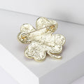 Alloy Rhinestone Clover Brooch With Acrylic Accent For Coat Decoration view 4
