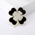 Alloy Rhinestone Clover Brooch With Acrylic Accent For Coat Decoration view 2