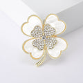 Alloy Rhinestone Clover Brooch With Acrylic Accent For Coat Decoration view 6