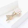 Alloy Rhinestone Pearl Bouquet Brooch Elegant Lapel Pin For Coats view 3
