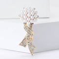 Alloy Rhinestone Pearl Bouquet Brooch Elegant Lapel Pin For Coats view 2