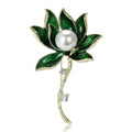 Alloy Enamel Pearl Lotus Brooch Pin For Elegant Clothing Decoration view 2