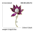 Alloy Enamel Pearl Lotus Brooch Pin For Elegant Clothing Decoration view 6